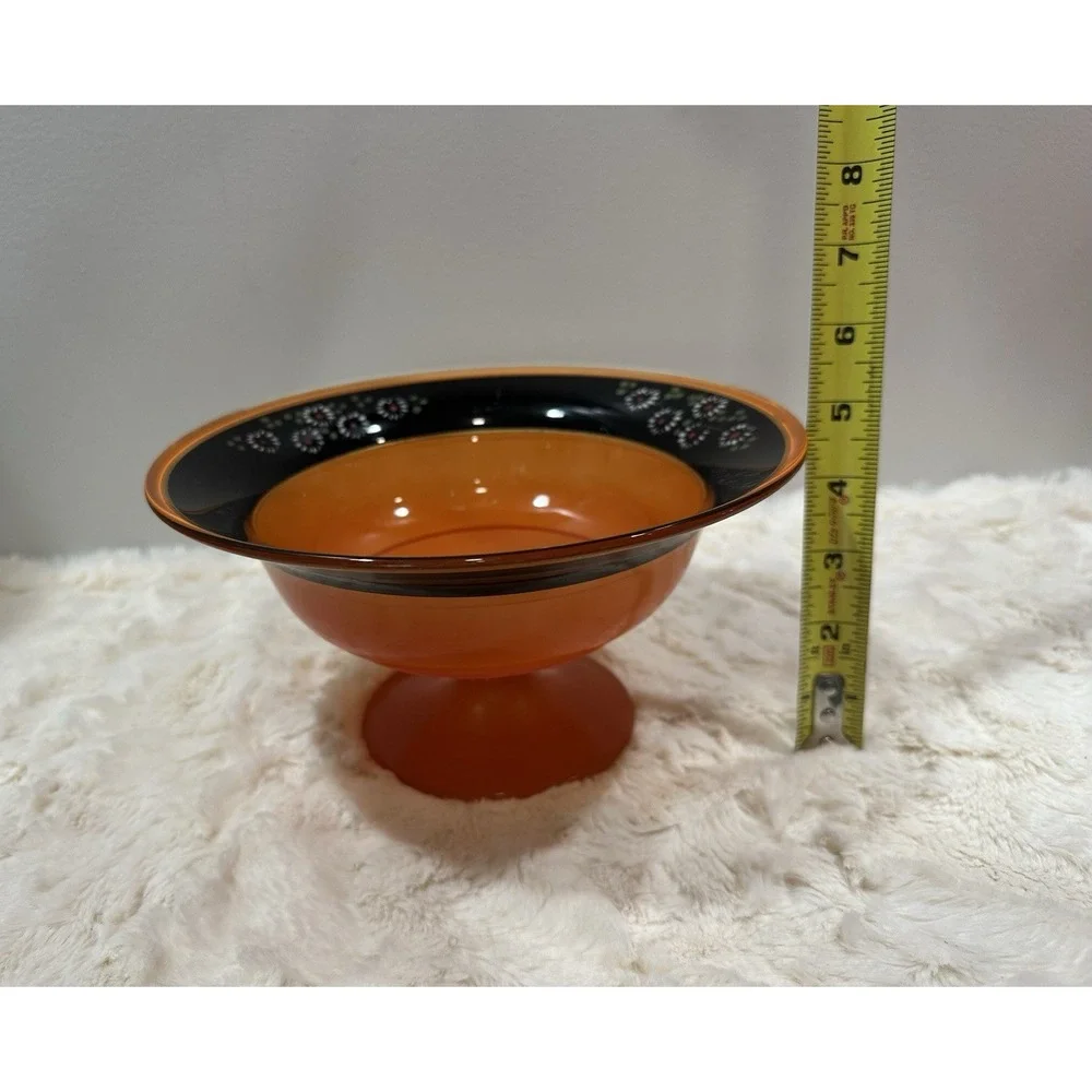 1920's Lancaster Glass Marguerite‎ Pedistal Bowl Hand Painted Daisy Design